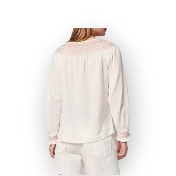 Faherty Laura Embroidered Top Whisper White Cotton XS Phoebe Buffay Boho Hippie - Picture 6 of 16